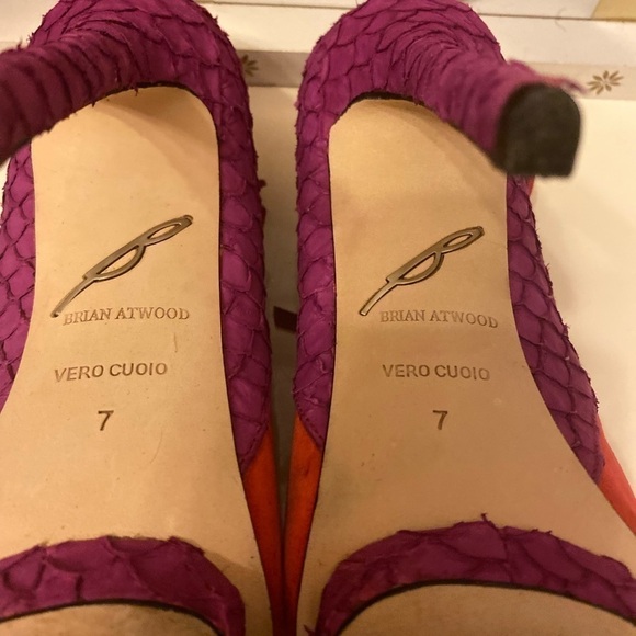 BRIAN ATWOOD PURPLE & ORANGE STILETTO SHOES SIZE 7 - Picture 5 of 12